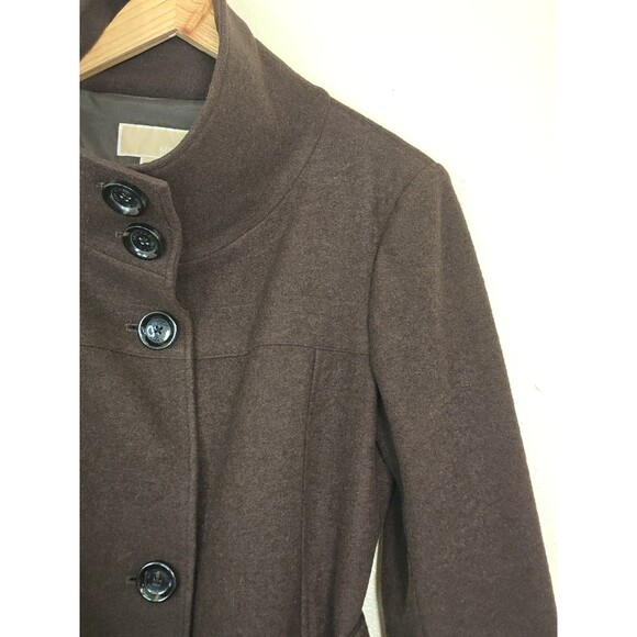 Michael Kors Brown Wool Blend Belted Coat Womens Size Small Jacket - Picture 2 of 12